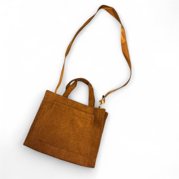 Handbags - Brown Corduroy Crossbody Handbag